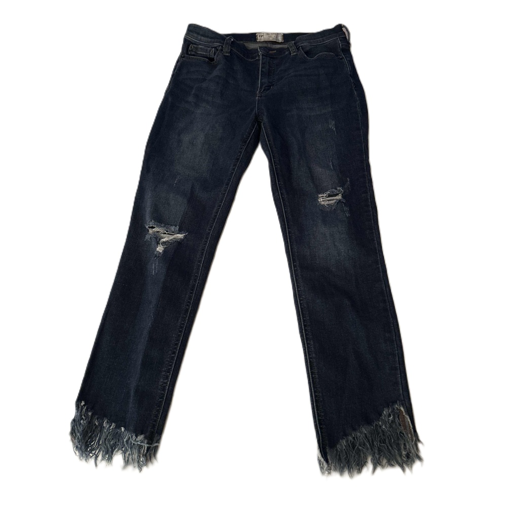 Free People Blue Ripped Knees Frayed Hem Distressed Jeans Size W 28 - Picture 1 of 5